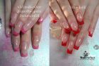 Nails done using Nail Perfect Professional System products.<br />Nail Perfect Secret pink cover gel, and nail Perfect red color gel.